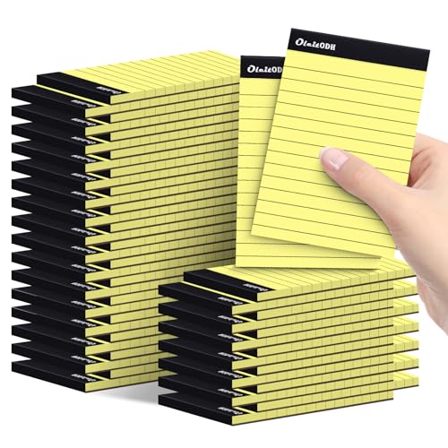 Image of Oleitodh 48 Pack 3 x 5 Inch Notepads Yellow Memo Pads Writing Pads | Perforated Lined Pages with 30 Sheets Each, Small Note Pads for Office, School and Home; Pocket Memo Pads for Lists and Notes