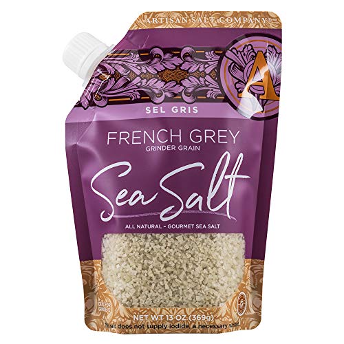 SaltWorks Sel Gris French Grey Sea Salt, Grinder Grain, Artisan Pour Spout Pouch,