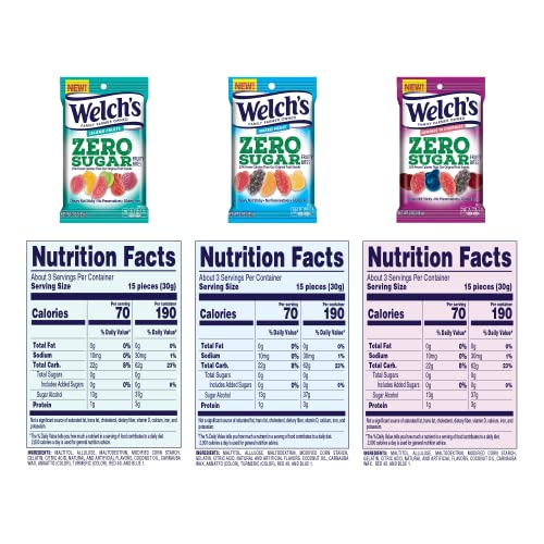Welch’s Fruit Snacks, Zero Sugar Variety Pack With Mixed Fruit, Berries 'N Cherries & Island Fruit, Gluten Free, 3 Oz (Pack Of 6) #TOP5