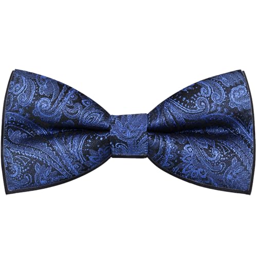 HISUNBEN Fliege Herren, Klassische Einfarbig Fliegen für Männer, Schmale Smoking Fliege Schleife mit Haken, Einstellbar Bow Tie für Hochzeit Party(Blau)