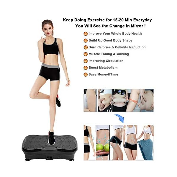 eHUPOO Vibration Plate Exercise Machine,Whole Body Vibration Platform Machine for Weight Loss,Shaping,Toning.Vibrating Weight Loss Home Gym Fitness Workout Equipment with Resistance Bands.Black