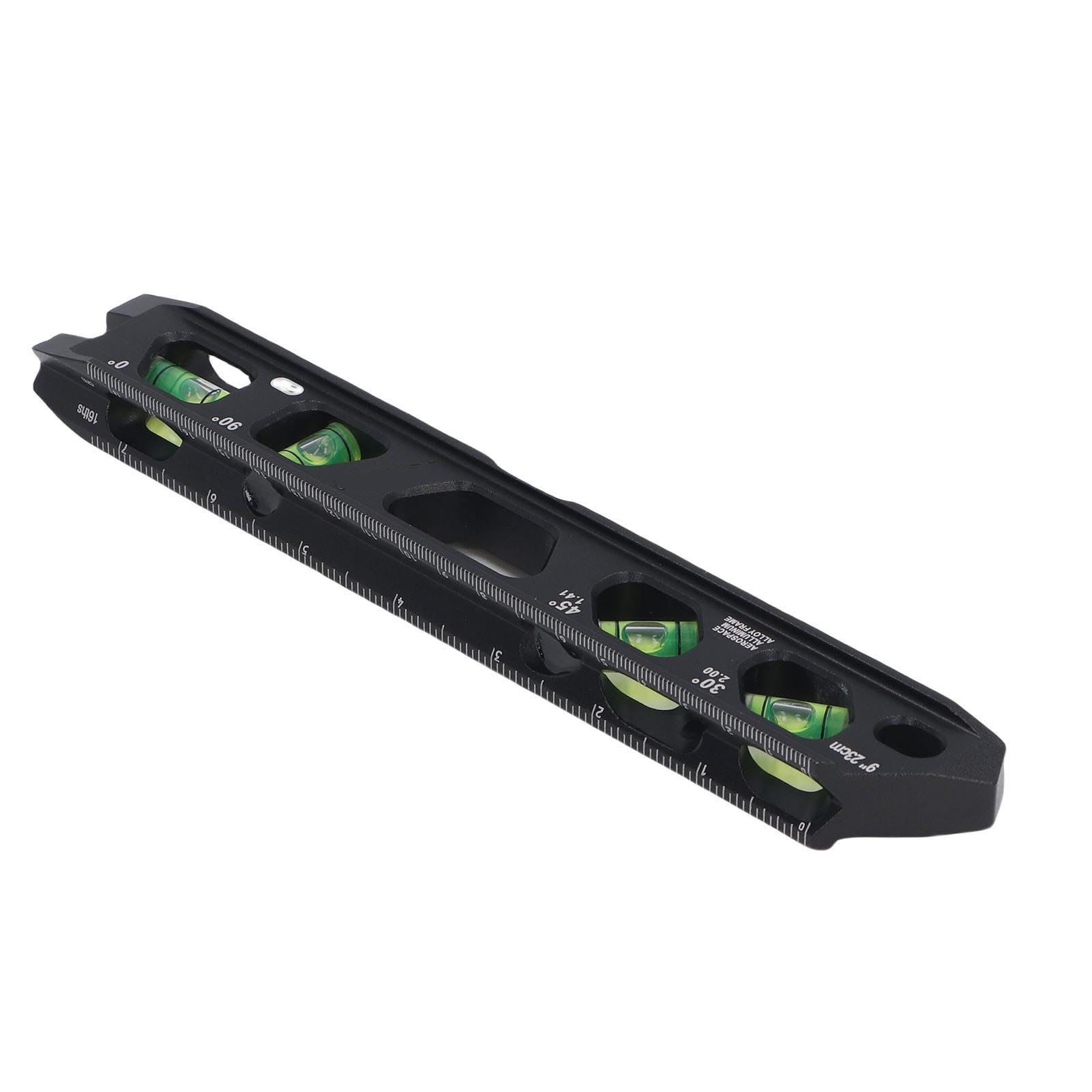 Righello livella a bolla magnetica in alluminio pressofuso con telaio da 9 pollici - fiale da 0 30 45 e 90 gradi - Base con scanalatura a V e vite ad alette per l'allineamento del