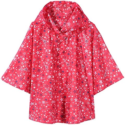 Chubasquero Niño QIKADO Carpa Capa Niños Impermeable Lluvia Poliéster Capota Cordones Estrella Roja/L Cover