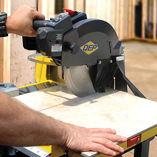 Qep 22400Q 3/5 Hp Torque Master Tile Saw, 4-Inch,Black/Yellow & 6-4003Q 4" Diameter Premium Continuous Rim Diamond Blade For Wet Or Dry Cutting Porcelain & Ceramic Tile, 7/8" Arbor, 9500 Maximum Rpm #TOP6