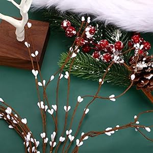 WILLBOND 64 Feet Ply Pip Berry Garland for Christmas Winter Indoor Outdoor Decor Head Wreaths Wedding Crowns (White, 30 Packs) WILLBOND 64 Feet Ply Pip Berry Garland for Christmas Winter Indoor Outdoor Decor Head Wreaths Wedding Crowns White 30 Packs