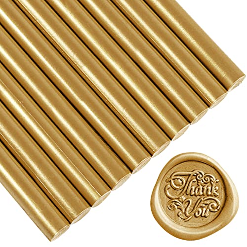Lot de 10 bâtonnets de cire à cacheter pour enveloppe/invitation/cartes/cadeau Doré 13,5 x 1,1 cm Cover