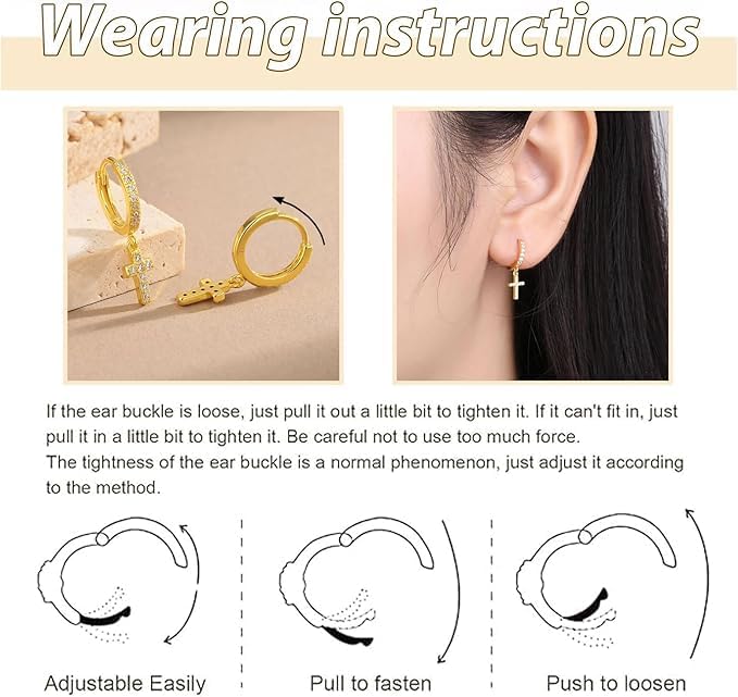 Cross Hoop Earrings for Women Men Gold/Silver Cross Earrings Dangling Statement Jewelry Gifts for Men2