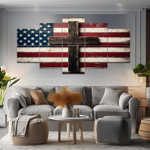 10 Pack Paneles Acústicos Decorativos con Bandera Americana Rústica de Madera miniatura 5