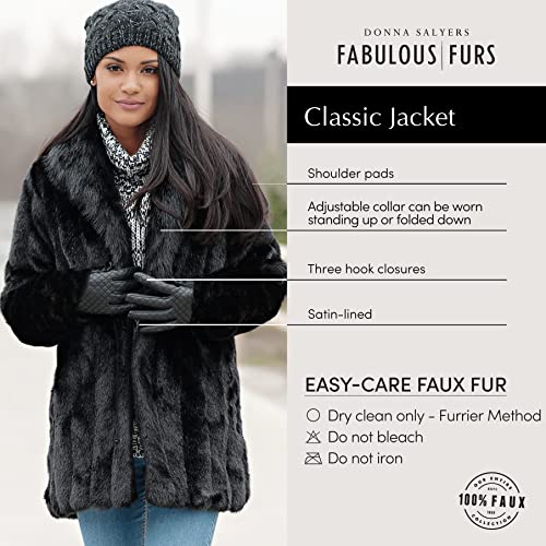 Fabulous-Furs Donna Salyers Black Mink Classic Faux Fur Jacket (S) (Black Mink) #TOP3