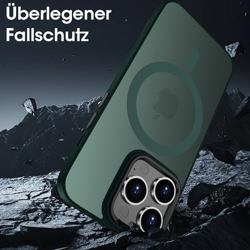 ORDA Magnetisch Hülle für iPhone 14 Pro 6,1 Zoll Kompatibel mit MagSafe,für iPhone 14 Pro Case Durchscheinende Matt Handyhülle Rückseite Dünn Stoßfest Schutzhülle Grün – Bild 3