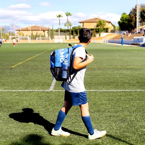 MONTALMO Rucksack für Basketball, Voley, Handball, mit Schuhfach und Ballfach, Sportrucksack für Jungen, Mädchen (Rot/Schwarz)