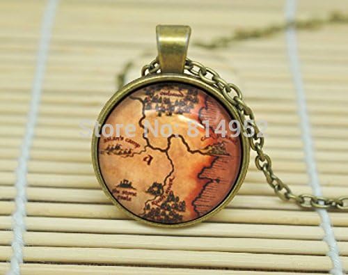 VintaStore Art Glass Necklace Aslan'S Camp The Stone Table & Cair Paravel Narnia Map Necklace