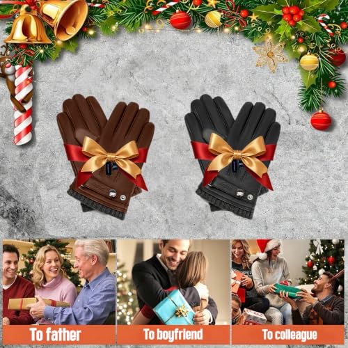 Houart Men's Genuine Sheepskin Leather Gloves,Winter Driving Gloves Black | Genuine sheepskin leather,warm wool lining,full-hand touchscreen,anti-slip grip,S-XXL - image 5