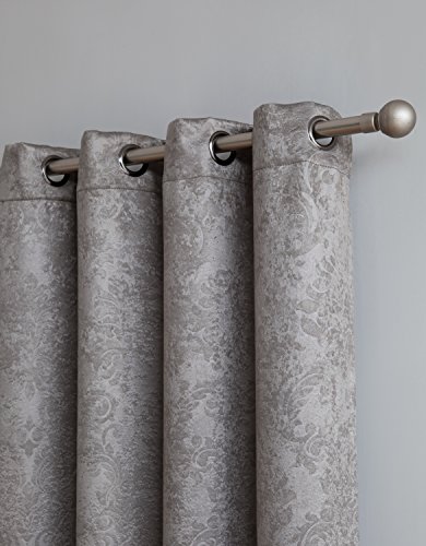 Linenzone Single Panel Grey Silver Curtains. Our Damask Inspired 84 Inch Curtains Are Great As Bedroom Window Curtains, Kids Room Curtains, Nursery Blackout Curtains. (Evelyn 54 X 84 Grey) #TOP1