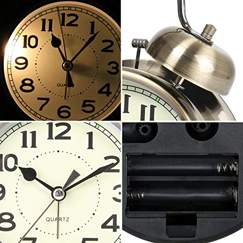 Image of AYRELY Super Loud Alarm Clock for Heavy Sleepers Adults,Twin Bell Retro 4 Inch Silent Non-Ticking Quartz with Backlight, Alarm Clocks for Bedrooms,Bedside,Study Room