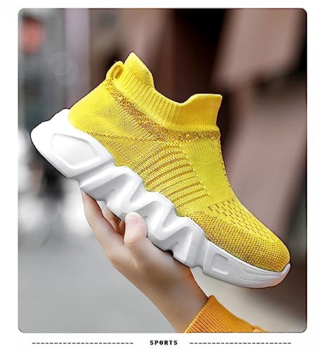 FOFJR Boy Girl Socks Shoes Breathable Walking Shoes Lightweight Non-Slip Sneakers for Children Yellow2