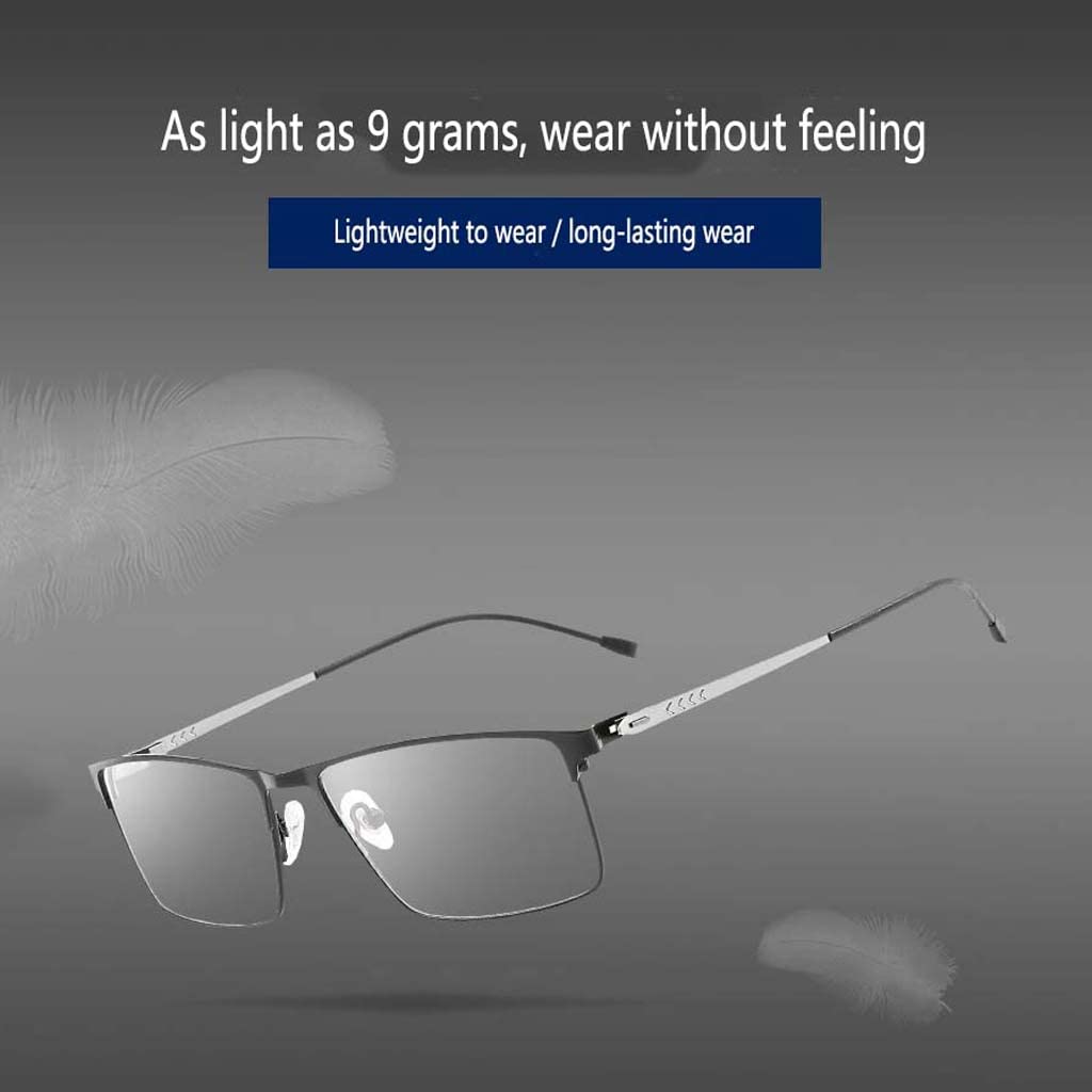 Herren-Lesebrille mit kleinem Rahmen, Anti-Blaulicht-Lesebrille, rechteckige optische Brille aus Metall, Lese-Molekularlinsen