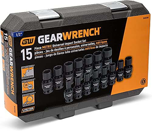 Image of GEARWRENCH 1 /2-Inch 6 Point Metric Universal Impact Socket Set (15 Piece) - 84939N