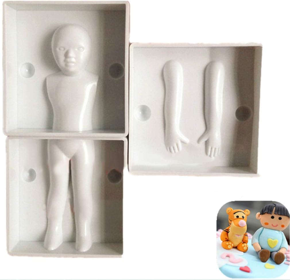 YESMAEay 3D Family People Body Figure Cake Mold Human Body Decorating Mould Baking Fondant Mold Modelling Sugarcraft Decor Mould,White 1