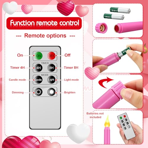 Image of Aurelema 5 Pcs Valentines Day LED Flameless Candle Set Valentine Day Conversation Flameless Taper Candles with Words Battery Operated Seasonal Celebration with Remote for Wedding Romantic Night