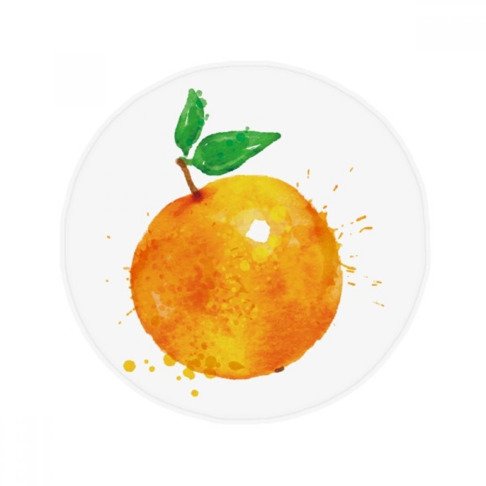 Tapis de bain rond orange aquarelle 80cm antidérapant pour salon et cuisine