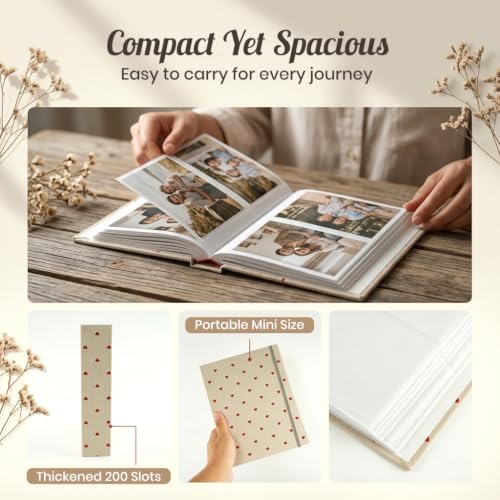 Image of HASTHIP Photo Album Mini Linen Cover Scrapbook Album for Family