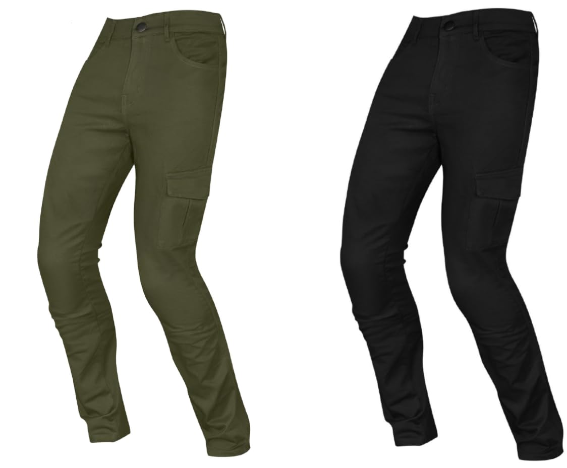 Motorradjeans Cargohose Protektoren CE-geprüft Knie Verstärkungen Hüfte