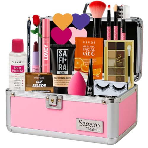 Maleta Maquiagem Profissional Completa Kit Paleta Sombras Pincéis (BRANCA)