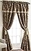 Chezmoi Collection Seville 4-Piece Jacquard Black Gold Maroon Red Medallion Paisley Window Curtain/Drape Set Sheer Backing,Tassels, Valance
