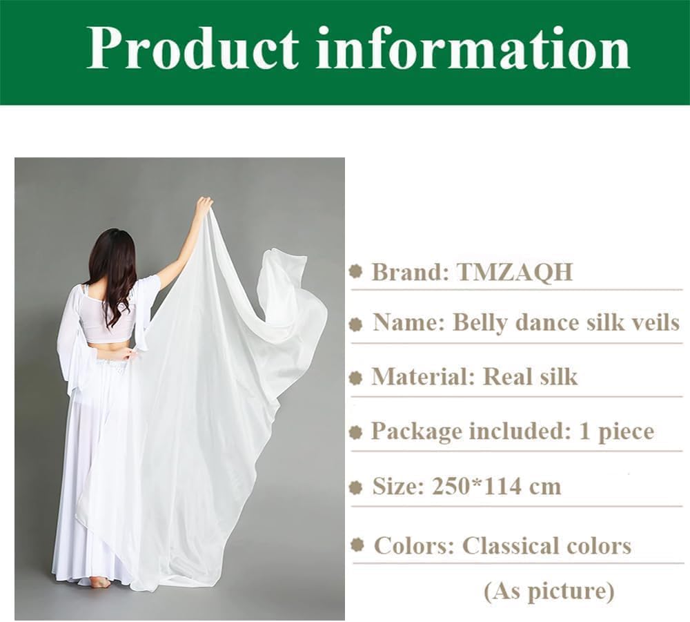 TMZAQH Women Real Silk Belly Dance Veils Silk Belly Dancing Silk Veil 3 Yards Hand Scarves Fire Flame Colors - Image 3