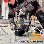 1-1/4 pouce SDS-Plus perceuse rotative à marteau, 12.5Amp électrique de charge lourde à marteau câblé avec 4 Fonctions, Hammer de démolition pour béton avec perceuses et chisels, embrayage de sécurité & Contrôle des vibrations