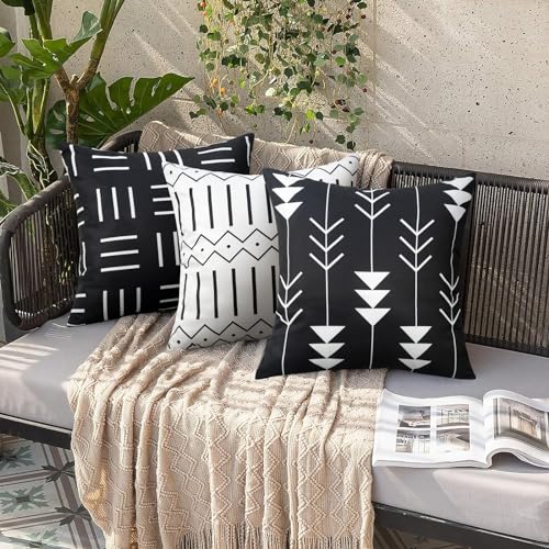 Pyonic Black and White Outdoor Pillow Covers 18x18 Inch for Patio Furniture — view 6
