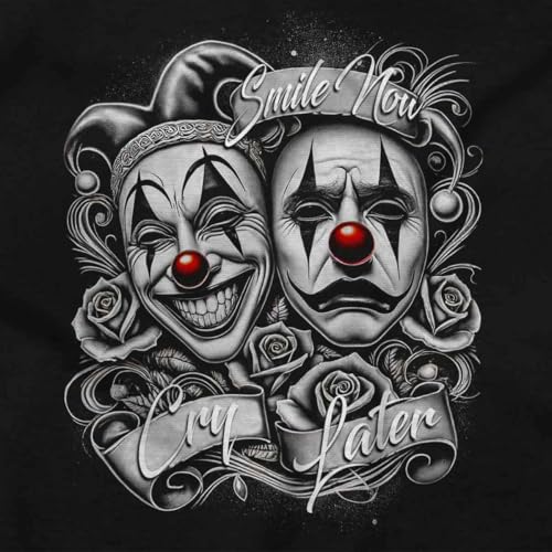 Smile Now Cry Later Clown Masks Crewneck T Shirts Boy Girl2