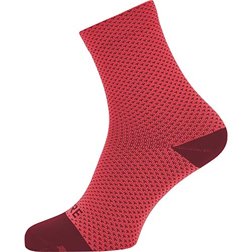 GORE WEAR C3 Dot Mid Socks, Hibiscus Pink/Chestnut red, 8-9.5