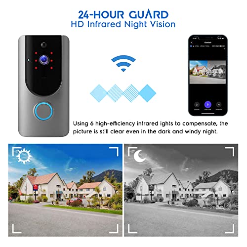 Elytsemoh Hd Smart Wireless Video Doorbell Camera Wi-Fi With Motion Detector, 2.4Ghz Wifi, Doorbell Security Camera With Indoor Chime, Free Cloud Storage, Night Vision, Two-Way Audio, Real-Time Video #TOP2