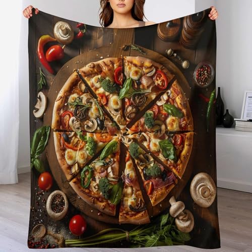 HDESDIS Pizza Fruit Food Throw Blanket for Couch Bed, Soft