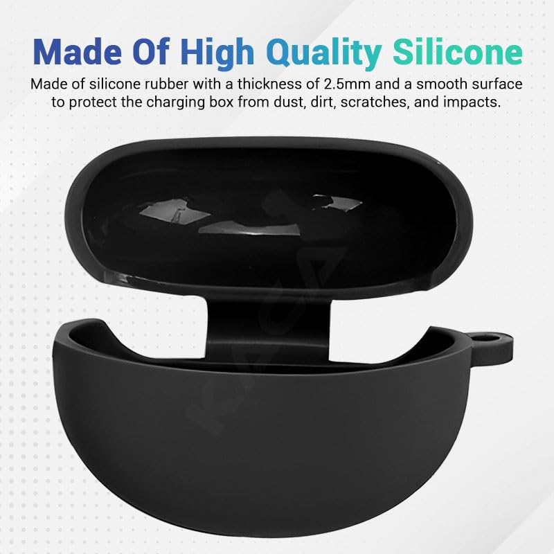 Image of KACA Protective Shockproof Silicone Cover Case with Buckle Compatible with Oppo Enco Air 2 Pro (Black)