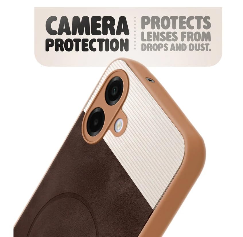 Image of Bintage CASE Dual-Leather Mac Safe Design Phone Case| Soft Touch Finish | Full Camera Protectection Back Cover Compatible for Samsung A07 LTE / M07 / F07 - White & Choco Brown