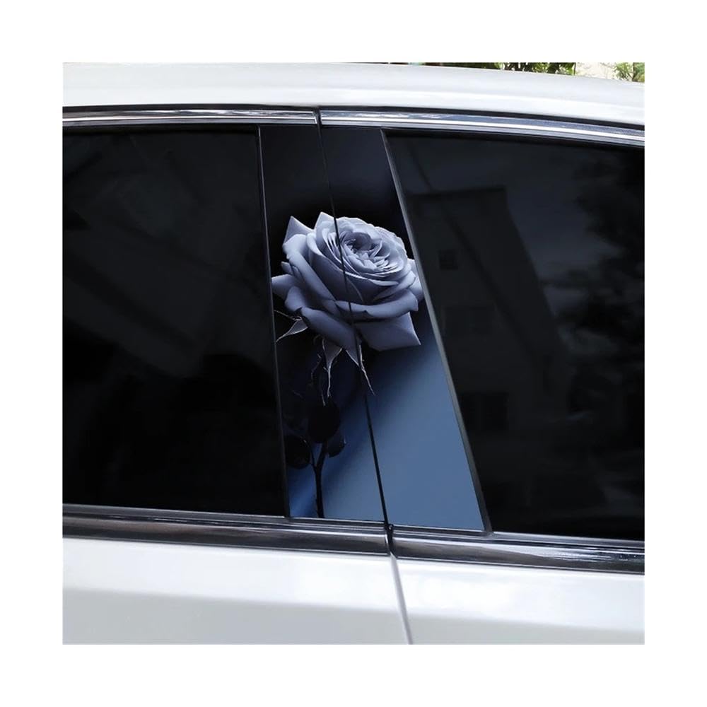 Bertdcx H Car Door Pillar Sticker Flame Rose Car Styling Decal Auto Parts(H)