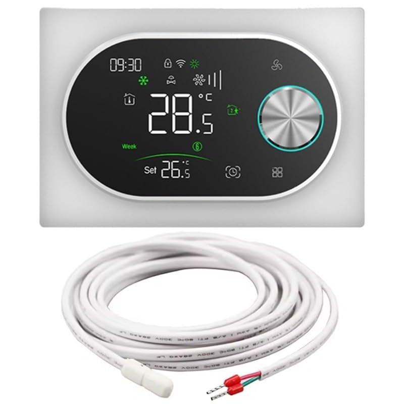 BECA BAC-9000MLWE-FAN Termostato Smart WiFi per Fan Coil 2 Tubi, Ventola 0–10V Modulante + Valvola ON/OFF, Sonda NTC, App Tuya/Smart Life, Alexa/Google, IP20 – Expert4House Edition (Bianco)