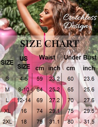 Image of Avidlove Lingerie for Women Mesh Lace Bodysuit Sexy Wireless Garter Lingerie Set Teddy Lingerie(No Stockings)