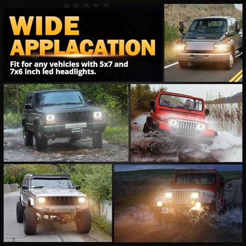 Auxbeam QP010572VES 12000Lm 600% Bright 5X7 In Headlights, 7X6 Led Headlights With Drl Turn Signal High Low Beam, Compatible With Jeep Cherokee Xj Wrangler Yj Ford Chevrolet thumb #8