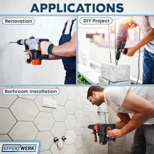 EffektWerk – 5-teiliges Fliesenbohrer-Set – 6/6/8/10/12 mm – Wolframkarbidspitze mit U-Nut für Keramik, Beton, Glas, Porzellan und Mauerwerk