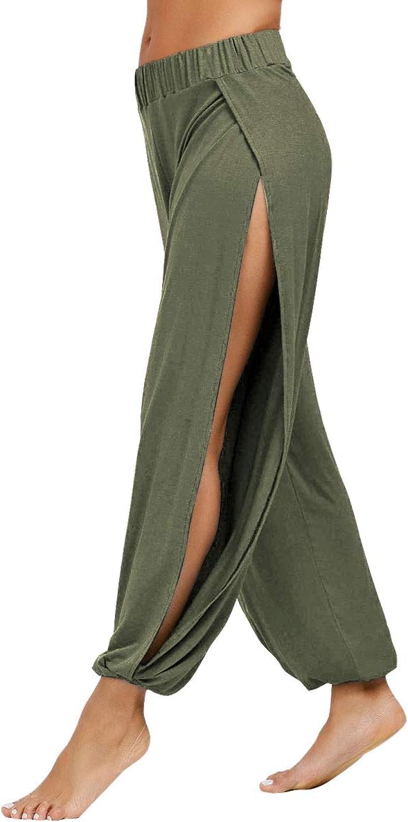 fitglamWomen's Harem Pants Beach Coverup Pants Slit Yoga Pants Swimsuit Bathing Suit Swim Cover Ups
