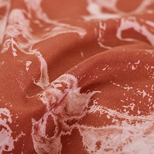 Smoofy Marble Terracotta Comforter Set Queen, Marble Pattern Burnt Orange Bedding Set, Soft Fabric Brushed Microfiber Full Bed Fill Bedding Comforter Sets(1 Comforter, 2 Pillowcases) #TOP2