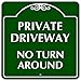 Afterprints Private Driveway No Turn Around Safety Unique Aluminum Metal Sign 12