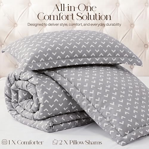 Image of Utopia Bedding King Comforter Set (Arrow White) with 2 Pillow Shams - Bedding Comforter Sets - Down Alternative Comforter - Soft and Comfortable - Machine Washable