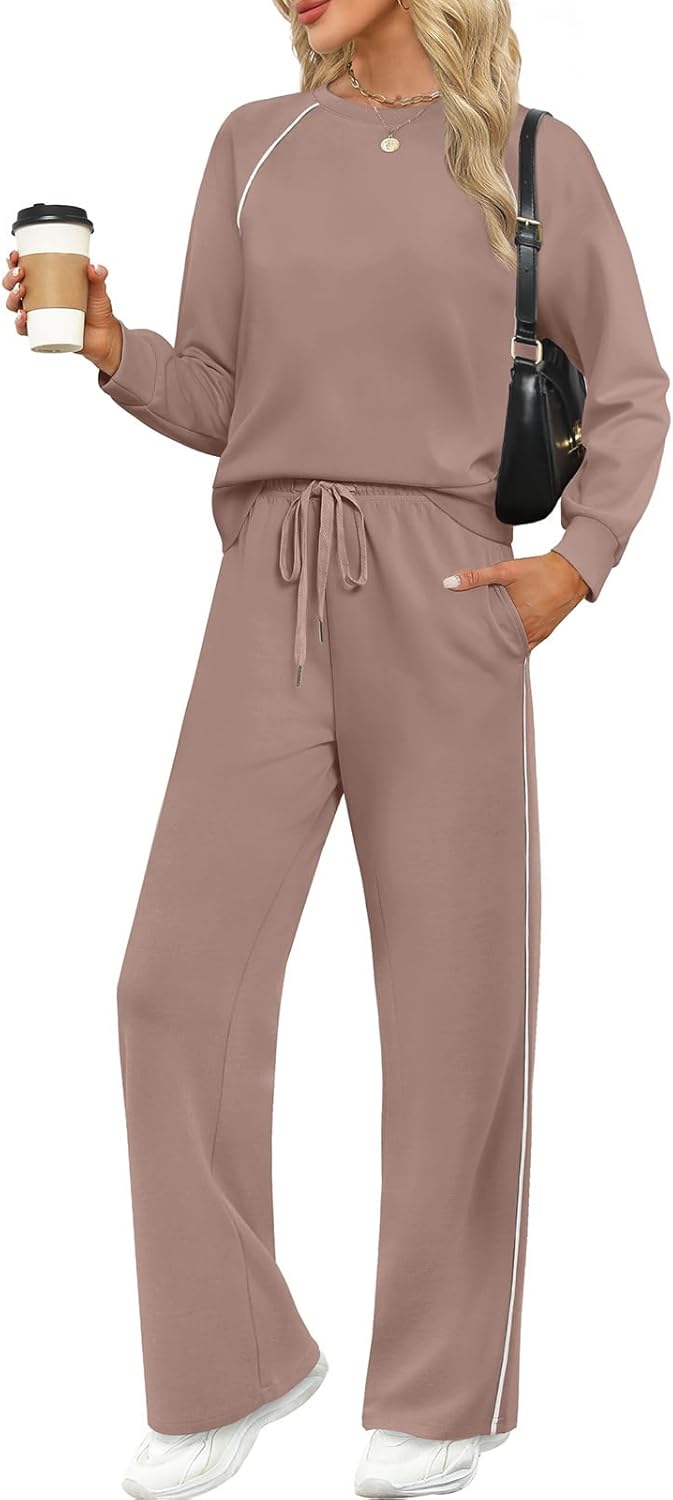 Sampeel Women 2 Piece Lounge Sets Sweatsuit Fall Outfits Matching Wide Leg pants Set Tracksuit Trendy Clothes - Image 2