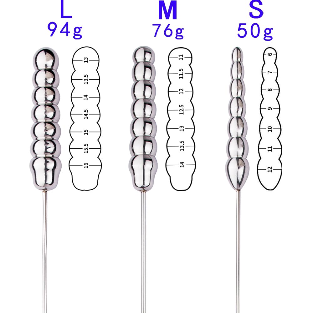 SM Penis Plug Edelstahl Harnröhren Plug, Harnröhren Dilator Set Erotik Spielzeug Für Männer Urethral Dilatoren,265mm Die Lange Katheter Penis Plug Stretching Beaded Schaft (S+M+L)