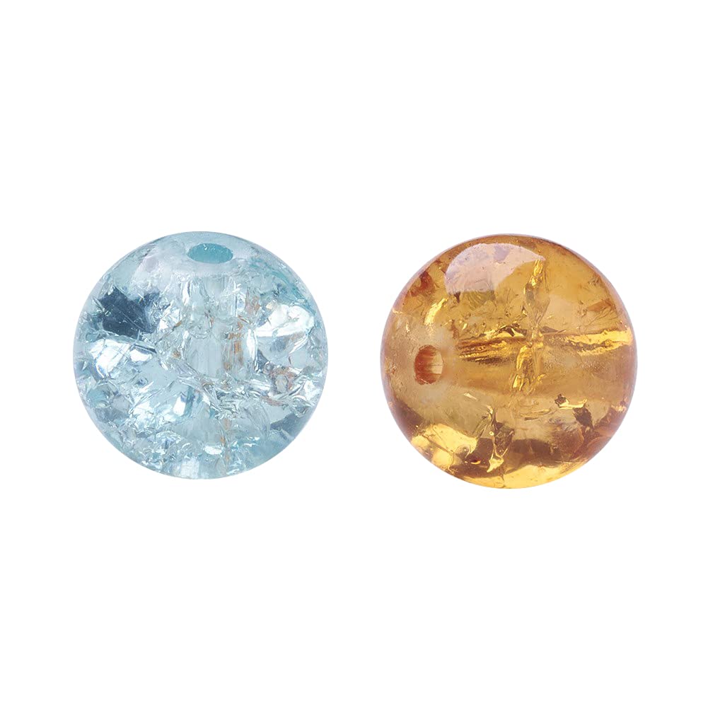 Crafans Craquelé-Glasperlen 8 Mm – 180 Stück In 9 Farben, Mit Goldpulver Für Schmuck & DIY